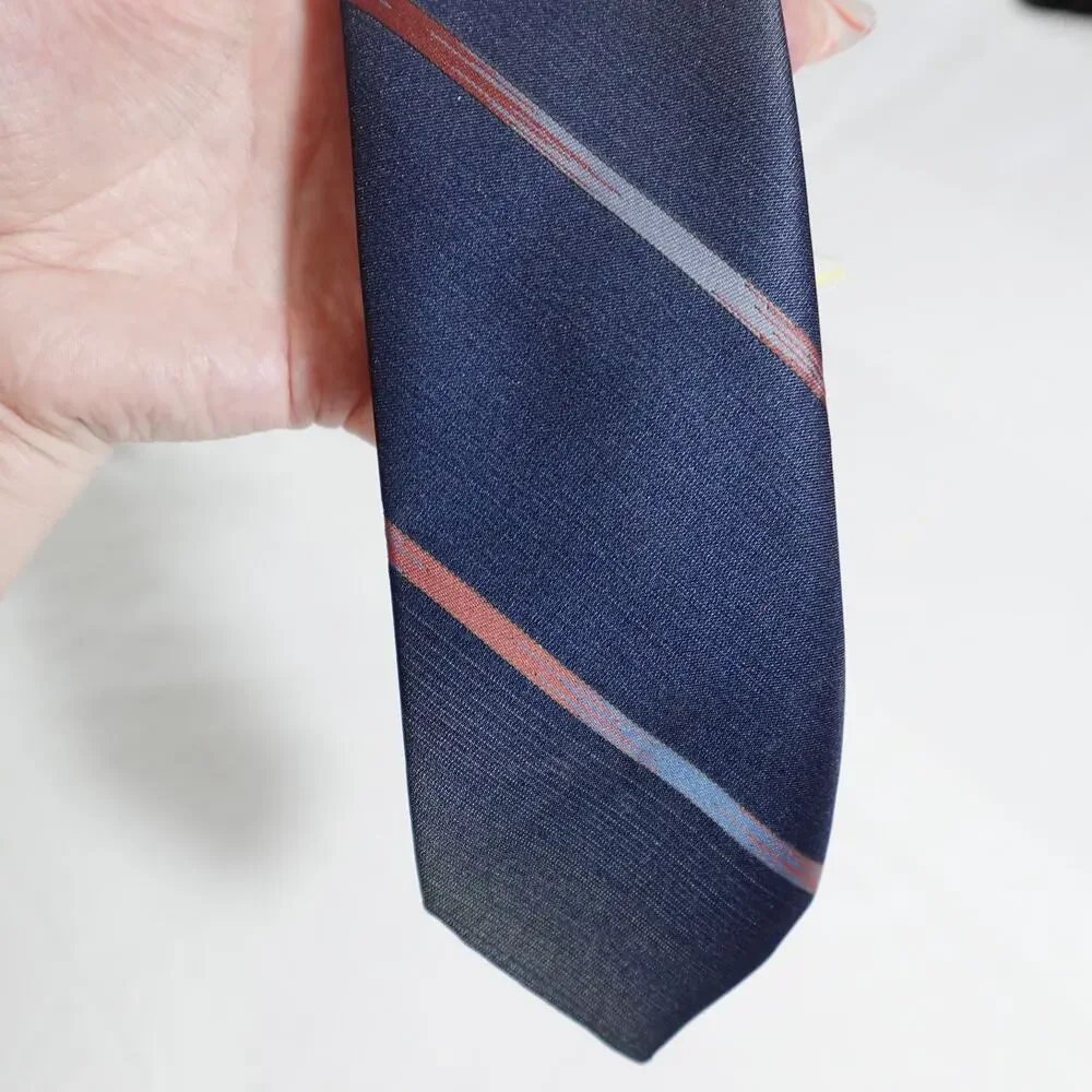 Vintage Mark of California Striped Neck Tie Navy Blue Red Gradient 55 in L Short
